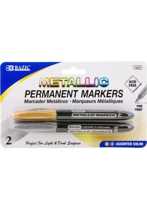 SILVER & GOLD METALLIC PERMANENT MARKERS 2/PK