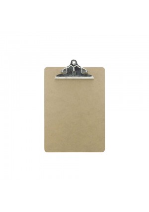 Letter-Size Hardboard Clipboard, 9″ × 12.5″ – Durable Brown Writing Board with Heavy-Duty Metal Clip 