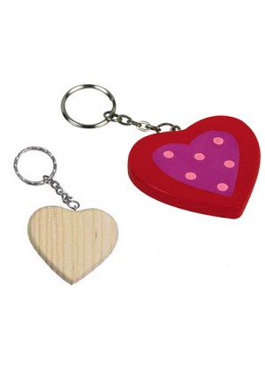 Wood Heart Key Chain – 1"