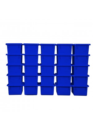 BLUE CUBBY W/ LID TRAY SET OF 25