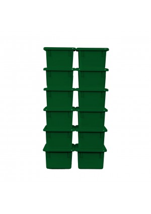 GREEN CUBBY W/ LID TRAY SET OF 12