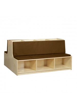 Read-A-Round Double-Sided Bench with Brown Cushions and Trays