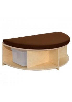 Read-A-Round Half Moon Bench with Brown Cushion and Trays