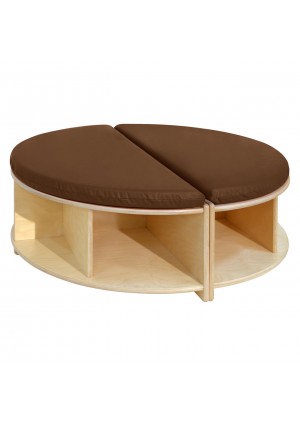 Read-A-Round Circle Bench with Brown Cushion and Trays