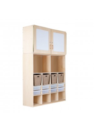 Classroom Organizer with Top Cabinet and Two Undivided Backpack Storage Sections