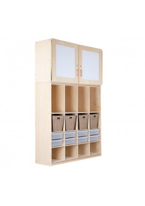 Classroom Organizer with Locking Cabinet and Four Divided Backpack Storage Sections