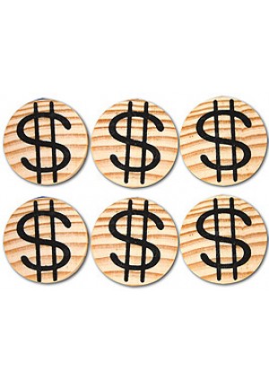 Wood Coins, 6/pk