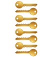 Gold key stickers on sheet with shiny metallic finish for crafts and rewards